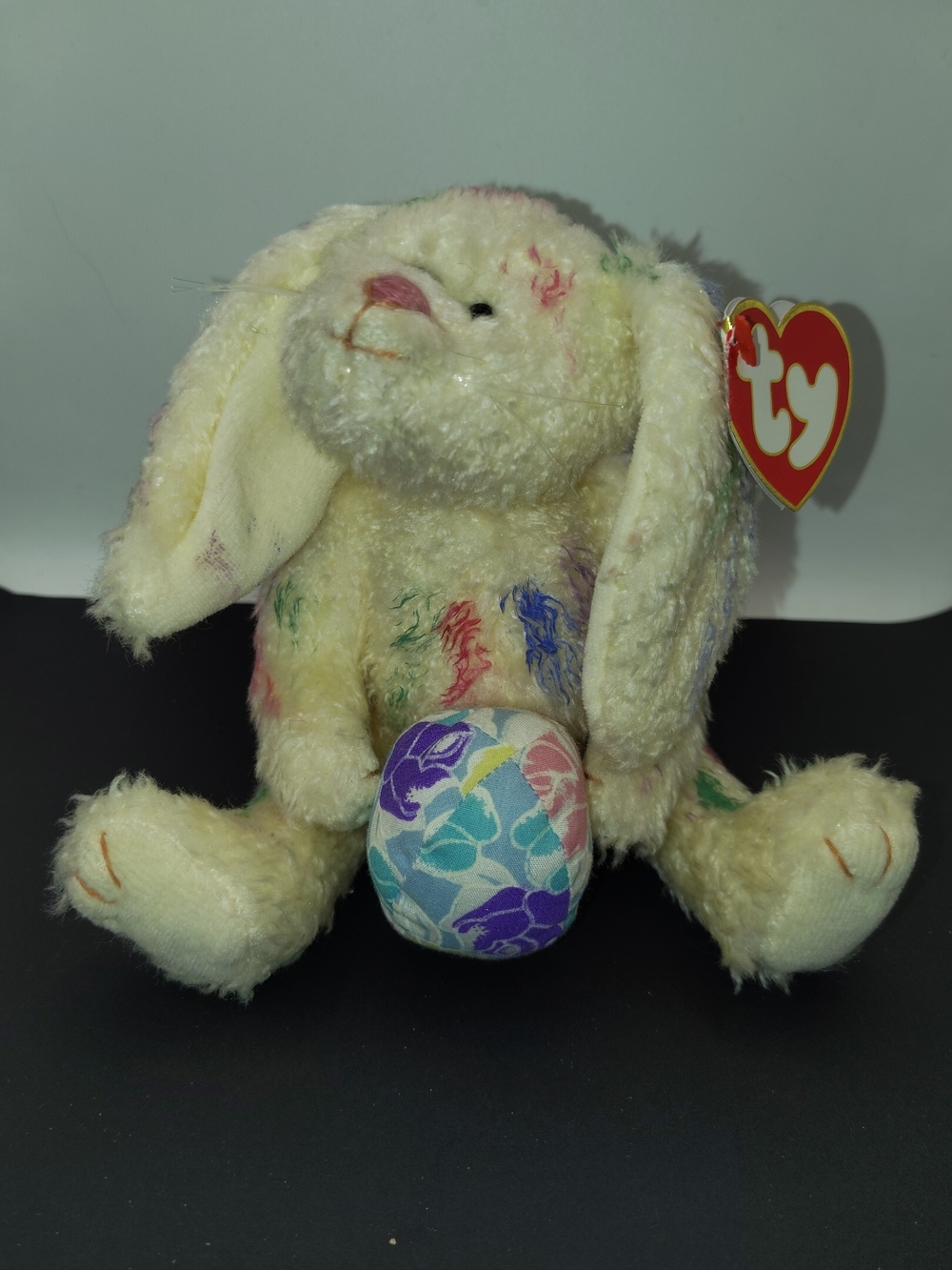 Ty Attic Treasures Georgia the Easter Bunny (1997) - Jointed Plush w/ Egg - Mint